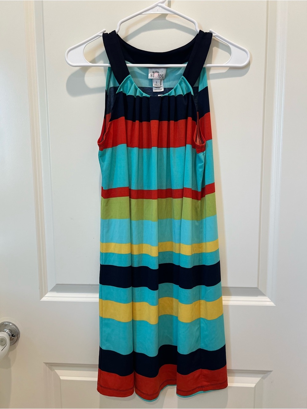 ' Multi-Stripe Tank Dress - Blue/Red/Yellow